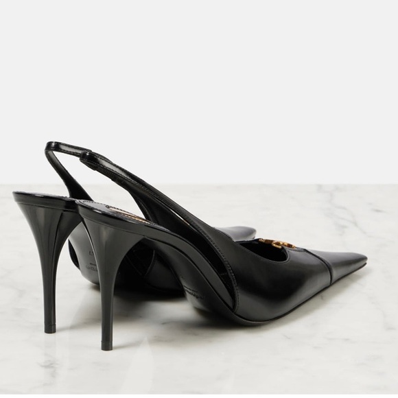 SAINT LAURENT Babylone 90 YSL logo cutout leather slingback pumps heels - Picture 6 of 6